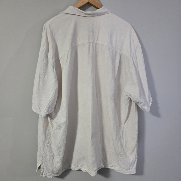 Tommy Bahama Men's Xlx 💯 Silk Cream Short Sleeve Button Shirt - Picture 2 of 10